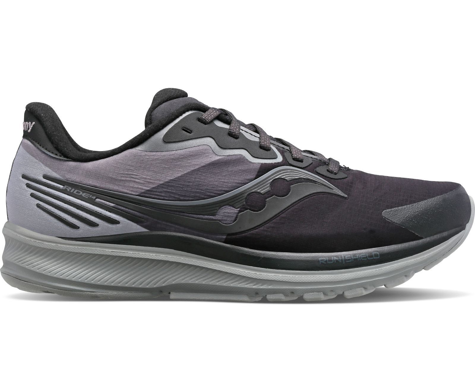 Women\'s Saucony Ride 14 Runshield Running Shoes Black / Grey | Singapore 200KORI